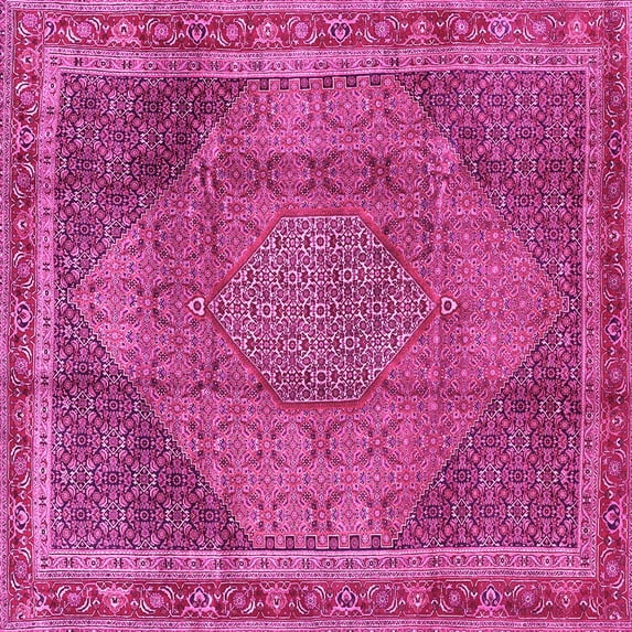 Ahgly Company Indoor Square Medallion Pink Traditional Area Rugs, 7' Square