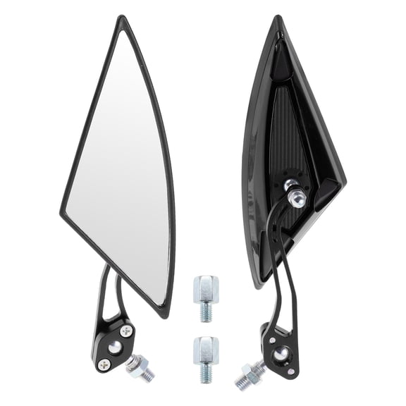 Unique Bargains Motorcycle Rear View Mirrors Bar End Side Mirrors Mount Aluminum Alloy Plastic Black Adjustable M8/M10 Triangle Shape