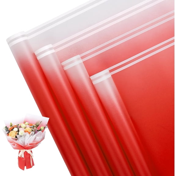 20 Sheet Flower Wrapping Paper - Waterproof Floral Bouquet Wrapping Paper, Florist Supplies Packaging Paper for Wedding Birthday Gift DIY (Big Red)
