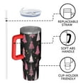 thumbnail image 4 of Black and Pink Christmas Tree Pattern Tumbler with Handle and Lid,40oz Double Wall Vacuum Insulated Tumbler,Cups Gift for Women and Men, 4 of 7