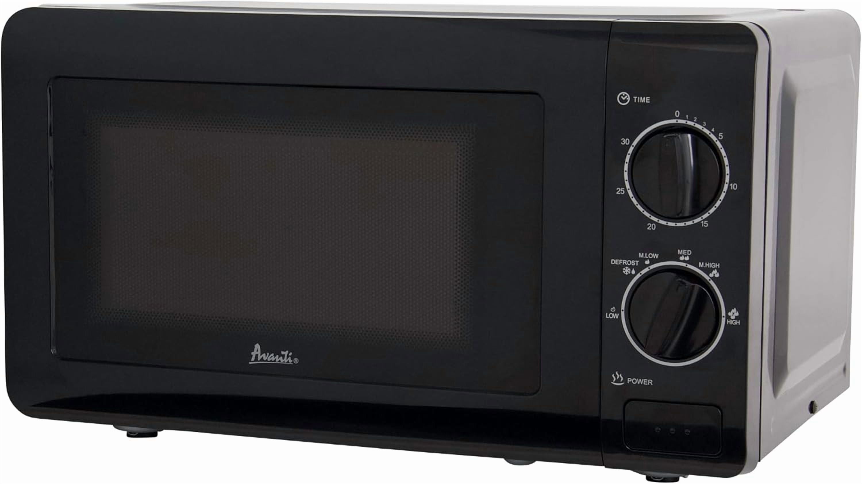 Compact Microwave Oven 700- with 5 Power Settings, Defrost, Glass Turntable, Black
