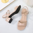 thumbnail image 4 of Women's Open Toe Ankle Strap Glitter Low Block Chunky Heels Sandals Dress Pumps Classic Block Heel Sandals for Women, Comfortable Open Toe Low Chunky Heels Party Dress Pumps Shoes, 4 of 8