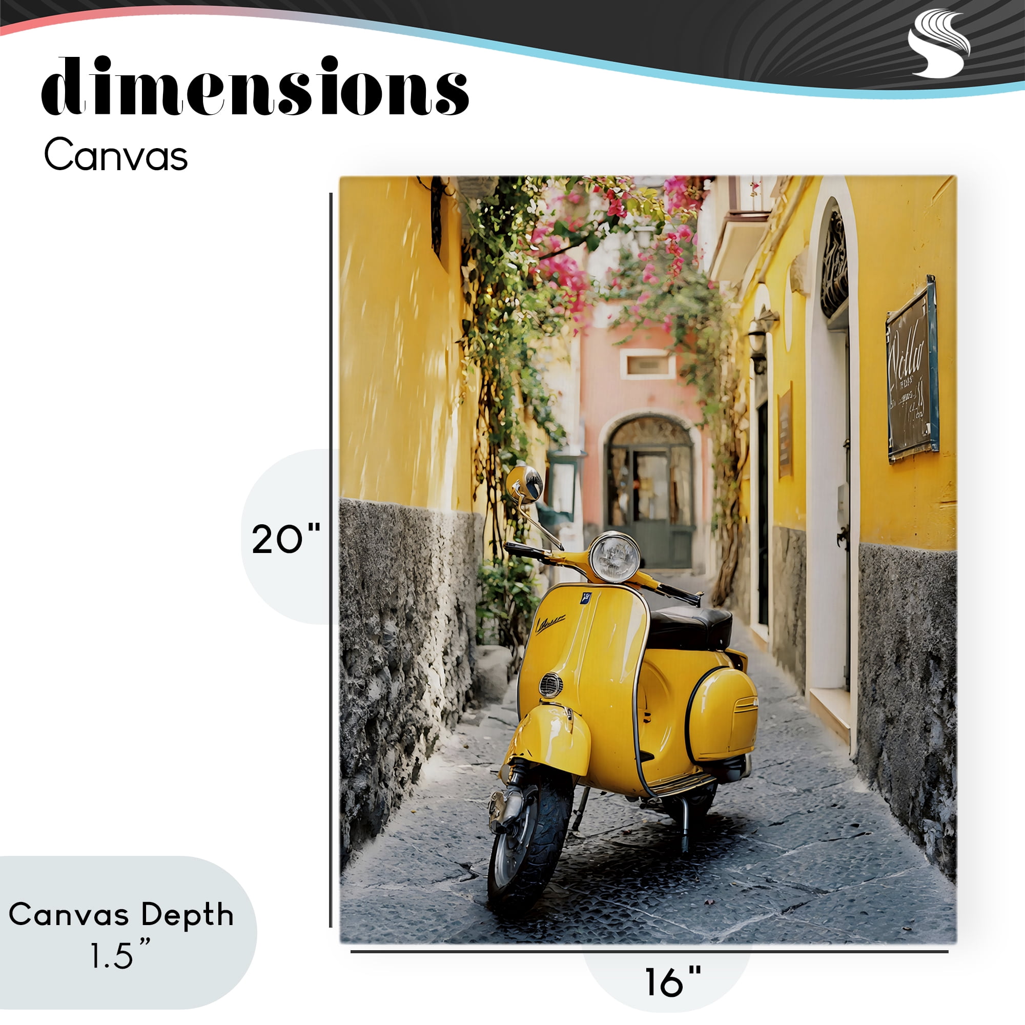 Stupell Industries Yellow Moped in Alley Canvas Wall Art, design by Franklyn Gregory