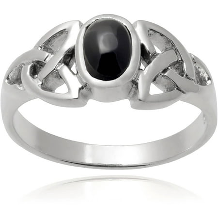 Brinley Co. Women's Onyx Sterling Silver Polished Celtic Knot Fashion Ring, Black