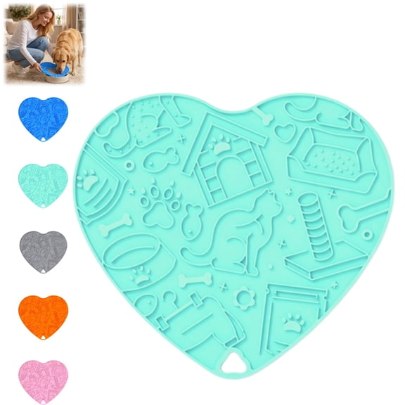 Bisitoy Slow Feeder Dog Bowls, Heart Shape Silicone Suction Lick Mat for Pet Slow Eating