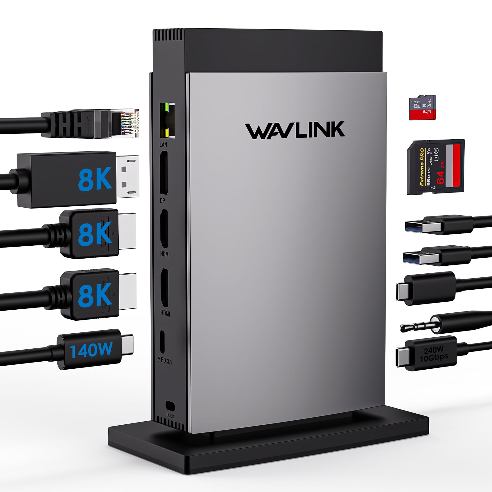WAVLINK PD3.1 USB-C Triple Display Docking Station with 140W Power Delivery for M1/M2/M3&Win