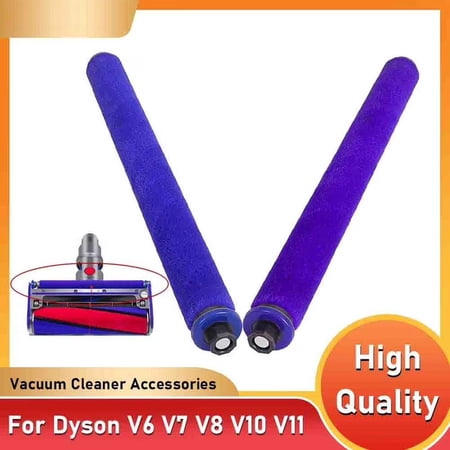 2pcs Soft Roller Brush Head For Dy*son V6 V7 V8 V10 V11 Vacuum Cleaner Rear Brush Bar For Soft Roller Household Cleaning Accessories