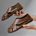 thumbnail image 5 of Willtoo Men Closed Toe Faux Leather Beach Sandals Woven Strap Non Slip Breathable Comfortable Casual Summer Outdoor Shoes for Beach Activities, 5 of 6