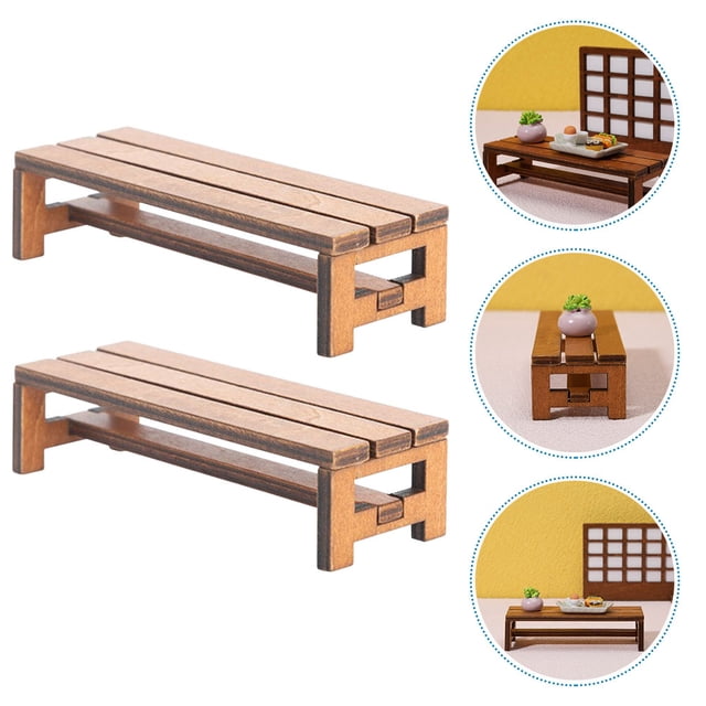 2 Pcs Meubles Miniatures Simulation Chaise de Meubles Miniatures Mini Jardin Patio Parc Chaise en Bois