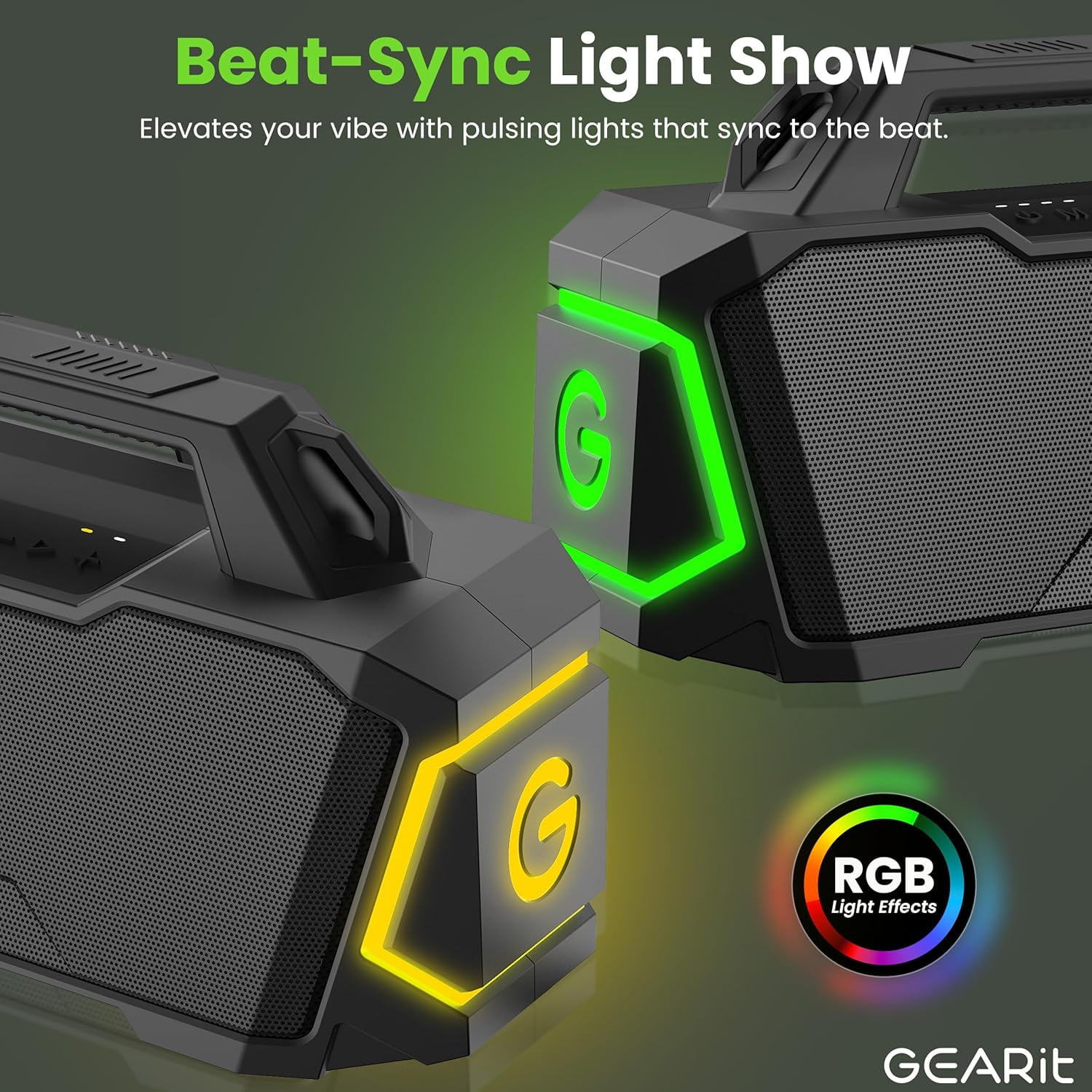 GEARit Waterproof Loud Bluetooth Speaker, 120W Audio, IPX6 Water-Resistant, TWS, Outdoor/Party/Home Use