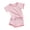 Pink, variant on Baby Tollder Girl Summer Set, 6 12 18 24M 3T Round Neck Short Sleeve Contrast Trim Tops + Elastic Waist Shorts with Pocket 2 Piece Outfits