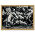 thumbnail image 1 of B&W Rugby Match Close Up Scrum Teams HDR A4 Artwork Framed Wall Art Print, 1 of 4