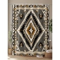 thumbnail image 4 of Retro Pattern Shower Curtain, Brown Black Ethnic Style Weaving Texture Waterproof Shower Curtain Set with 12 Hooks Lightweight Washable Fabric Shower Curtains for Bathroom 60x72 Inches, 4 of 6