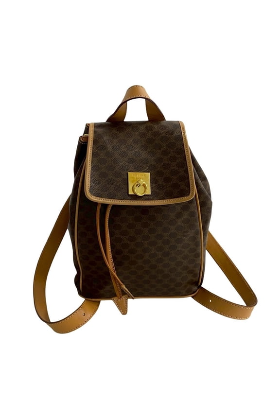 Pre-Owned CELINE Macadam Blason Triomphe Print Logo Ring Hardware Leather Backpack... (Good)
