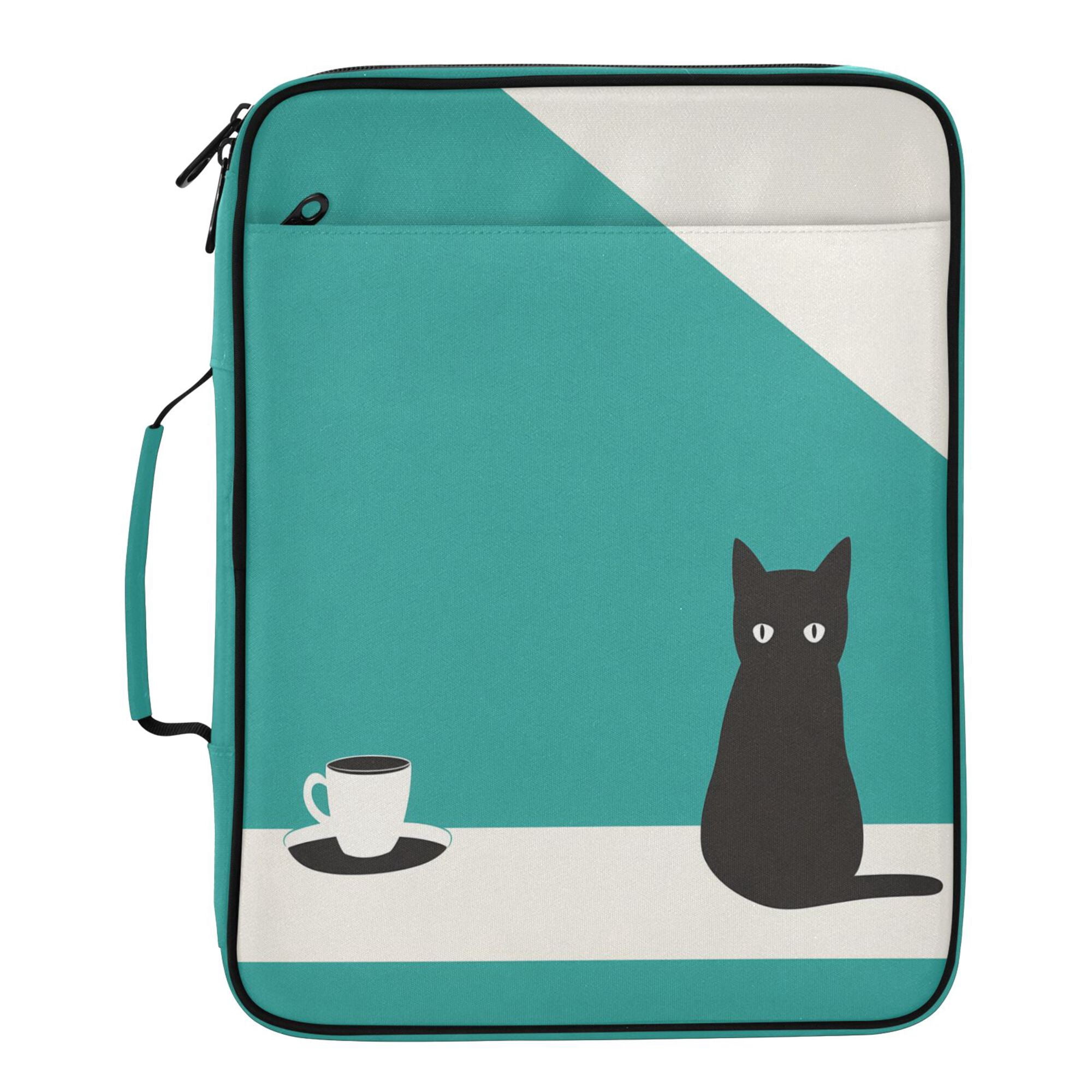 FORMRS Accordion File Folder A4 Size 7-Pocket Expanding Document Organizer Bag with 3 Ring Binder, Black Cat and Coffee