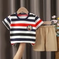 thumbnail image 2 of Nwiuh Toddler Newborn Baby Boy Outfit Short Sleeve Tops Pants Clothes Set Infant Boys Summer Winter 2PCS(Black, 18-24 Months), 2 of 5