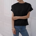 thumbnail image 2 of ZyeKqe Womens Tops Short Ruffle Sleeve Crew Neck Tee Shirts Loose Fitted Lightweight Casual Blouses, 2 of 6