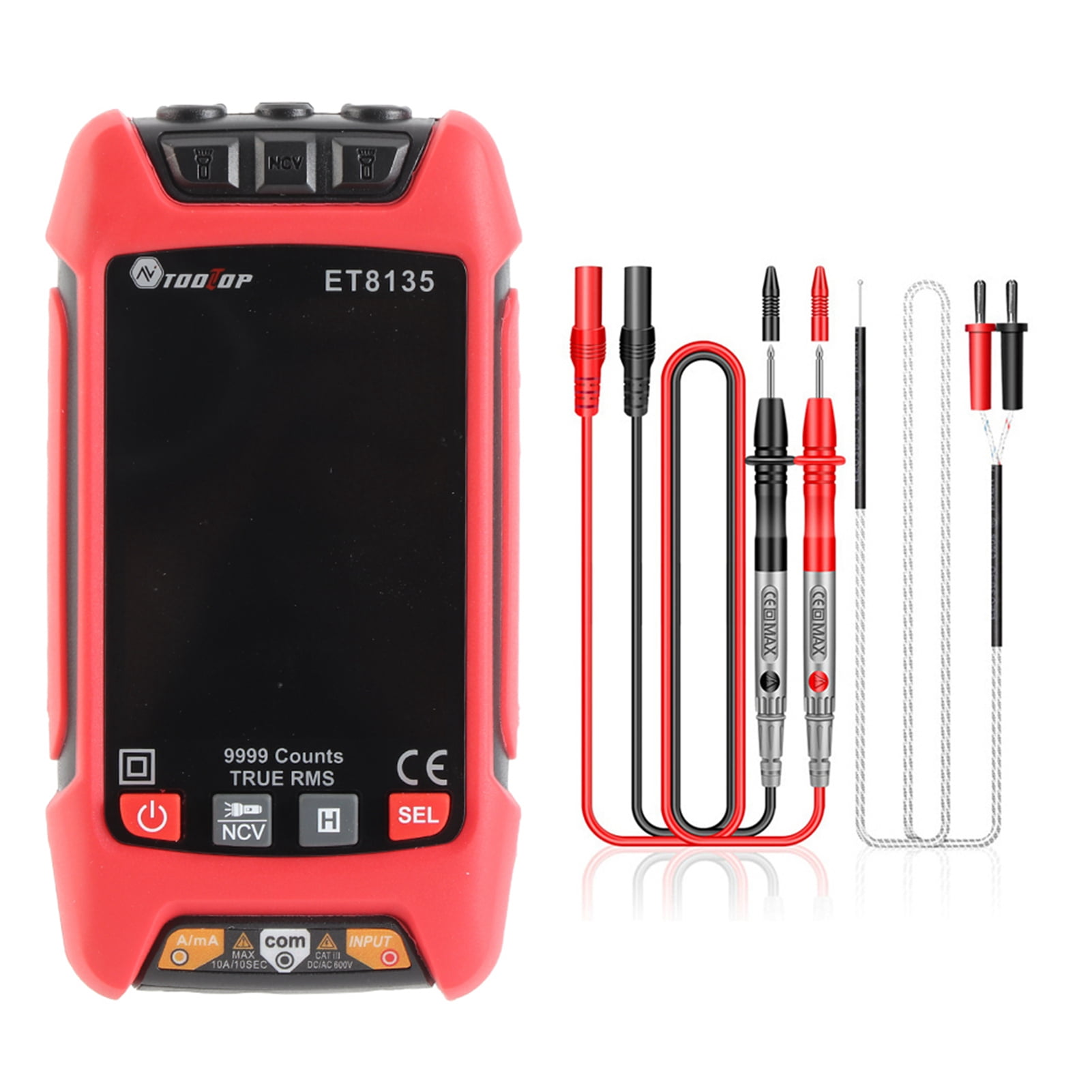 Resistance 9999 Counts Digital Multimeter Color Display Handheld Multimeter NCV Noncontact Sensing Professional Voltage Current Capacitance Resistance Diode Measurement Meter