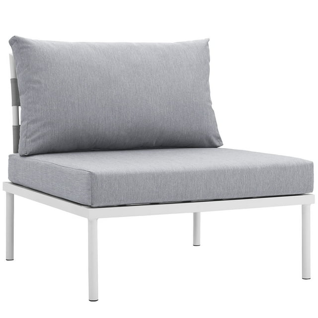 Modern Contemporary Urban Design Outdoor Patio Balcony Lounge Chair, Grey White Gray, Rattan