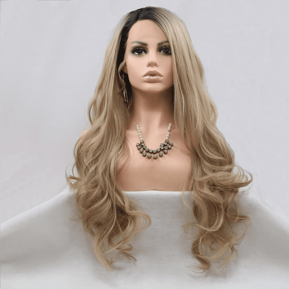 Wig Dark Root Side Part Long Blonde Replacement Wig Women s Drag Queen Makeup Walmart