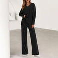 thumbnail image 2 of Pajamas for Women Set Evening Lounge Womens Pajama Sets V Neck Soft Pj Set Long Sleeve Shirts Matching Pjs for Couples Black, 2 of 4