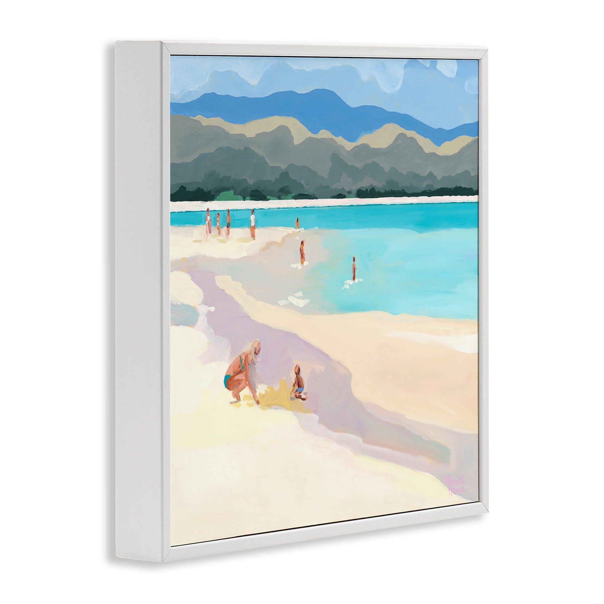 Stupell Industries Mother & Child Beach Scene White Framed Giclee Art, design by Meredith Howse