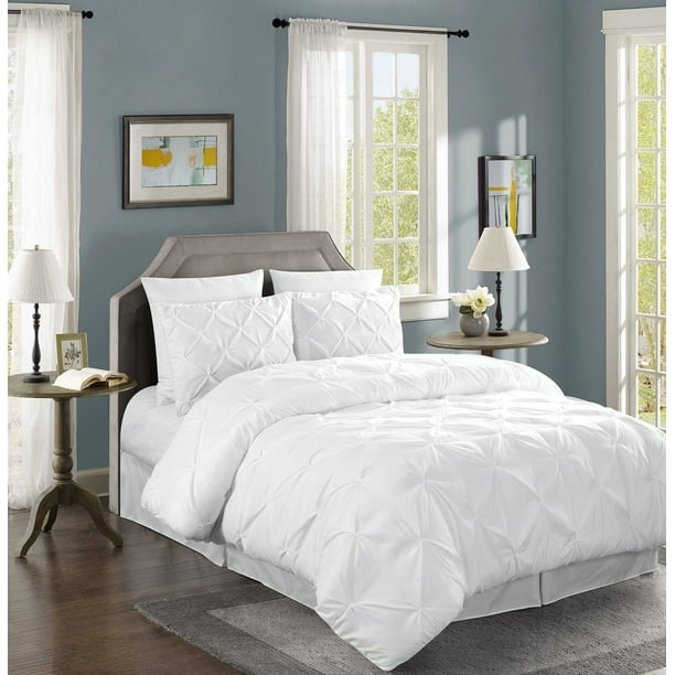 Chezmoi Collection Berlin 3Piece Pinch Pleated Pintuck Comforter Set