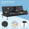 thumbnail image 4 of Futon Sofa with Armrest and Cupholders by Naomi Home-Color:Black,Fabric:Faux Leather, 4 of 10