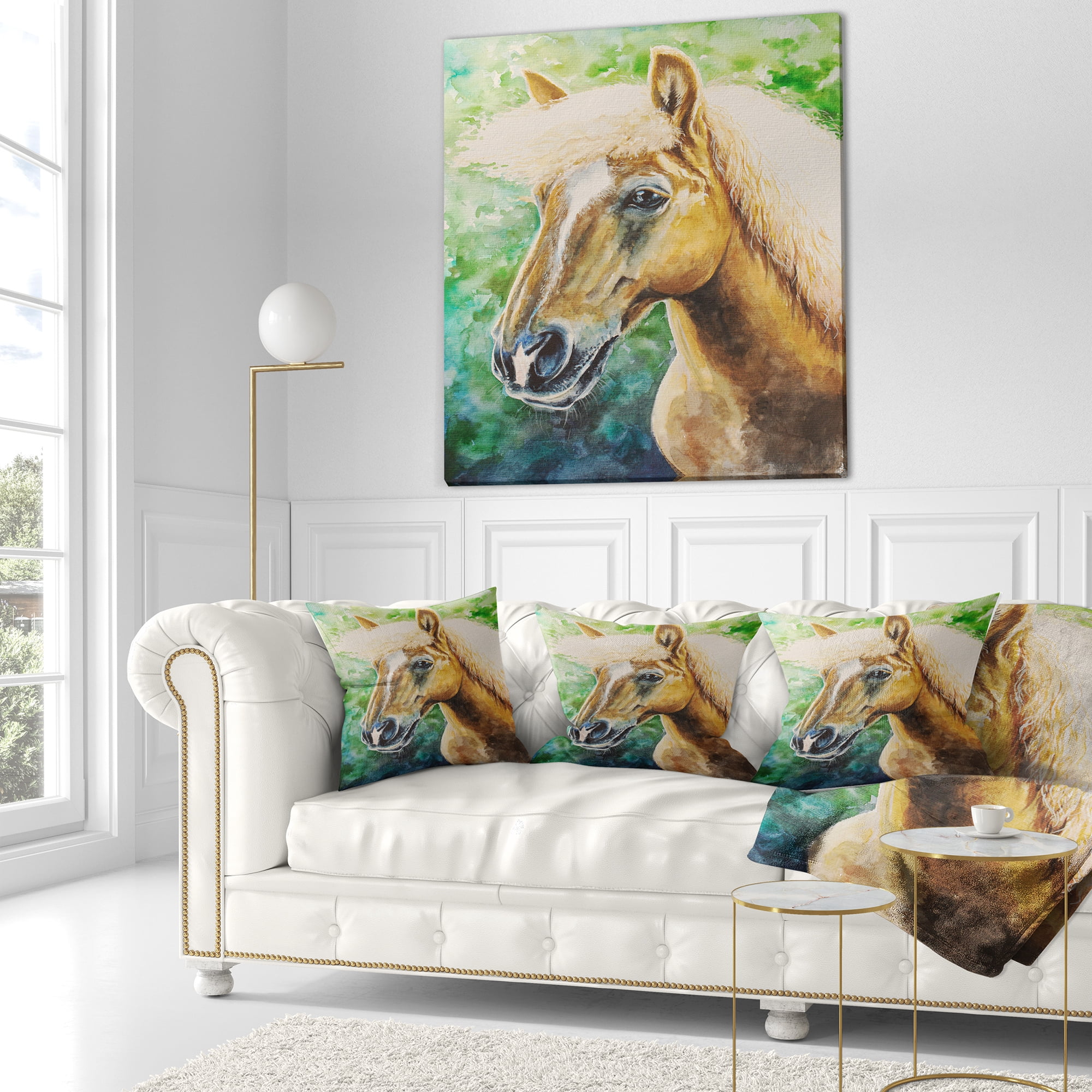 Designart Large Hafliner Horse - Abstract Throw Pillow - 18x18