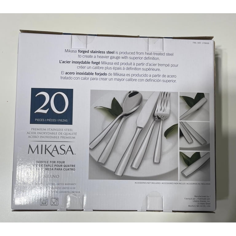 Mikasa Delano 20-Piece Flatware Set, Forged Premium Stainless
