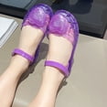 thumbnail image 4 of Xfvqtps Kids Girls Jelly Sandals Closed Toe Princess Light up Flat Summer Beach Waterproof Fisherman Gladiator Sandals, 4 of 9