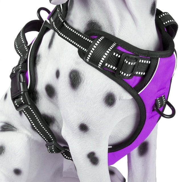 Arnés para perros PoyPet, chaleco cómodo reflectante sin tirones, morado