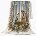 thumbnail image 2 of Christmas decorative motif Starry Night Illustration Peaceful Holy Family, Warm Flannel Blanket for Living Room and Family Room, Festive decorative motif Scene, Art Lovers Christmas Gift, 2 of 7