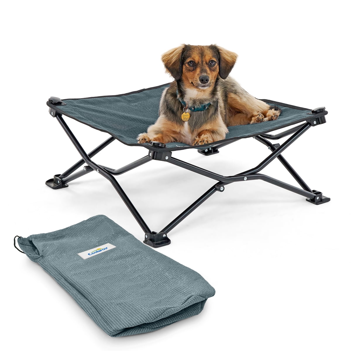 Coolaroo Elevated Pet Bed On-The-Go with HeatShield Cooling Fabric, Pacific Crest Blue, Small