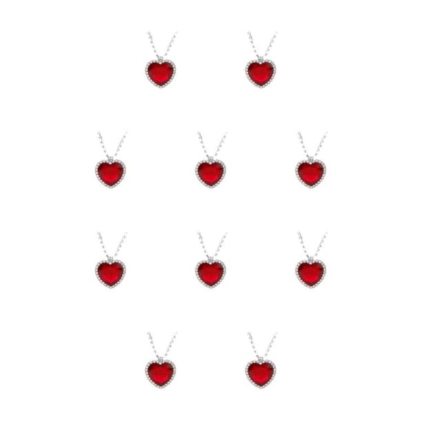 Collar de aleación para mujer Minnieouse colgante en forma de corazón Rojo 10Conjunto