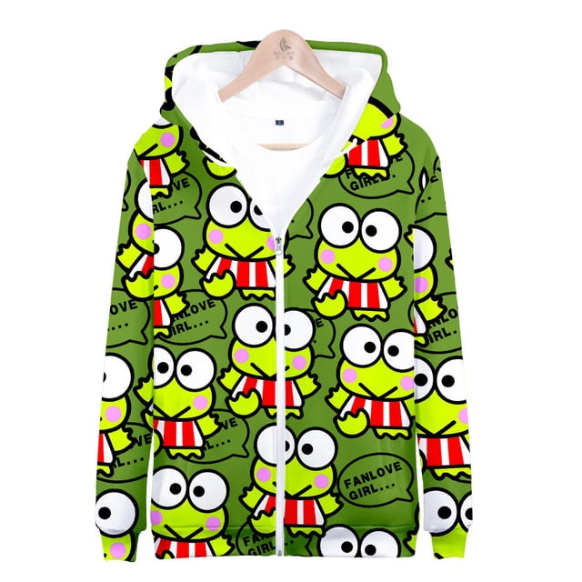 Sanrio-Chaqueta con capucha estilo informal con cremallera, cárdigan con diseños de dibujos animados bonitos impresos de Keroppi My Melody Cinnamoroll, 2023