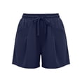 thumbnail image 6 of Frostluinai Womens Linen Shorts with Pockets Pantalones Cortos Baggy Wide Leg Lounge Shorts Elastic Waist Summer Short Trousers Dark Blue XXL, 6 of 9