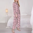 thumbnail image 3 of Yiaed Cute Fox Pink Tree Print Pajamas Women's Long Sleeve Sleepwear Soft Button Down Loungewear Pjs Lounge Set Nightwear Womens Pajama Pants-Medium, 3 of 7