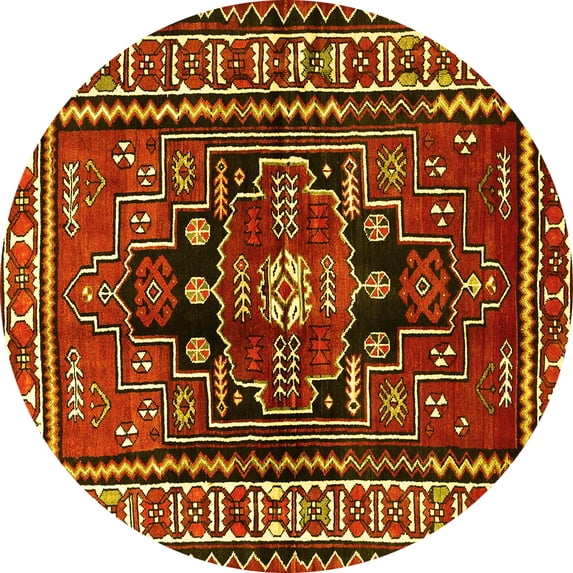 Ahgly Company Indoor Round Persian Yellow Traditional Area Rugs, 7' Round