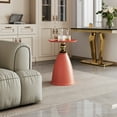 thumbnail image 2 of Small Round End Table with Iron Construction, Modern Minimalist Side Table, Luxury Design Coffee Table for Small Space, Bedroom, Living Room, Red, 2 of 5