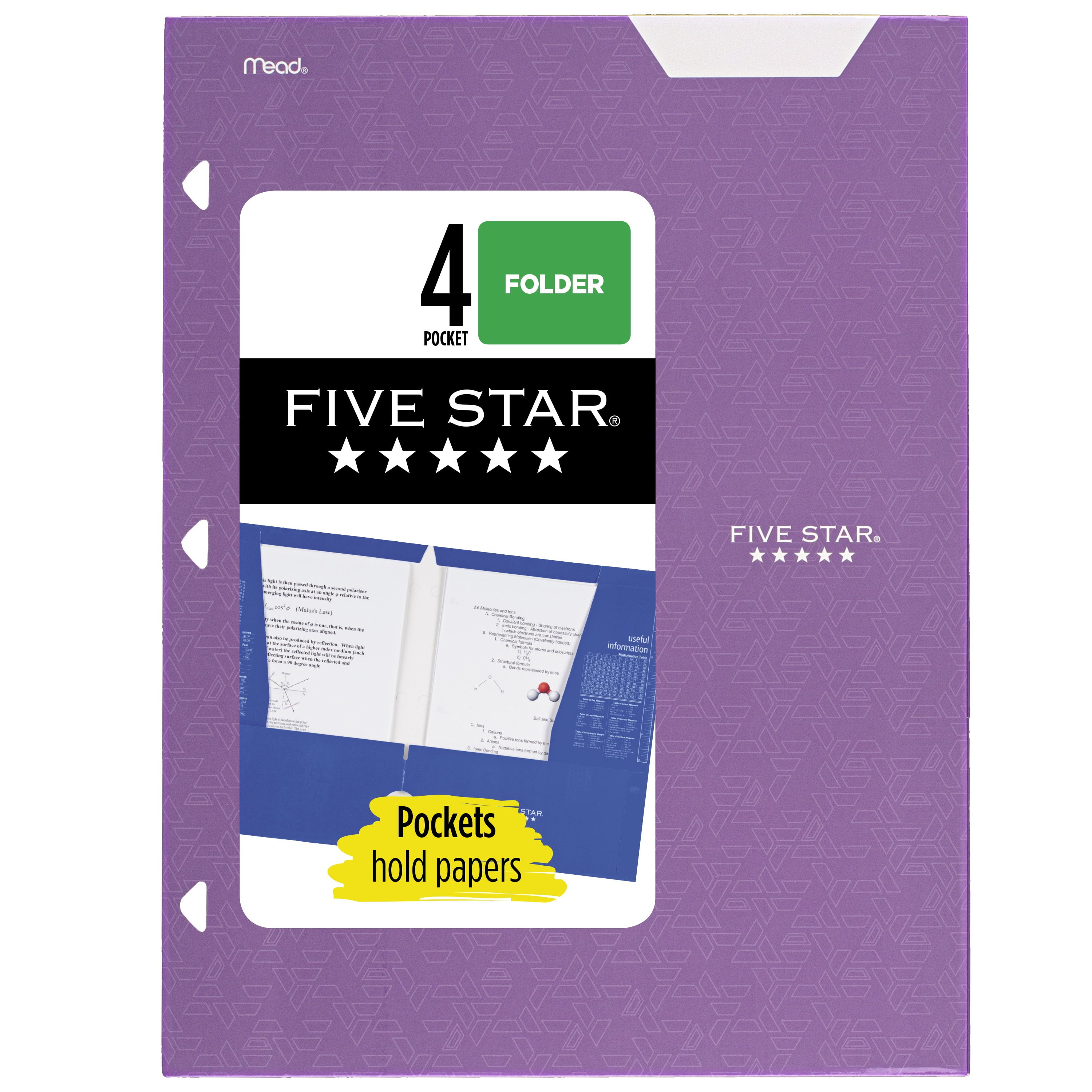 (2 pack) Five Star 4-Pocket Paper Folder, Amethyst Purple