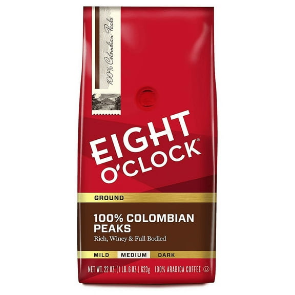 Eight O'Clock 100% Colombian Peaks Medium Roast Ground Coffee 22 Oz. Bag