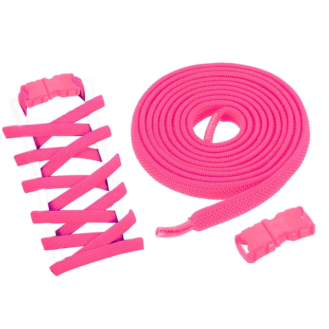 Uxcell 2 Sets Cordones Elásticos Sin Nudos Cordones Planos Estirables para Zapatillas de Adultos, Rosa