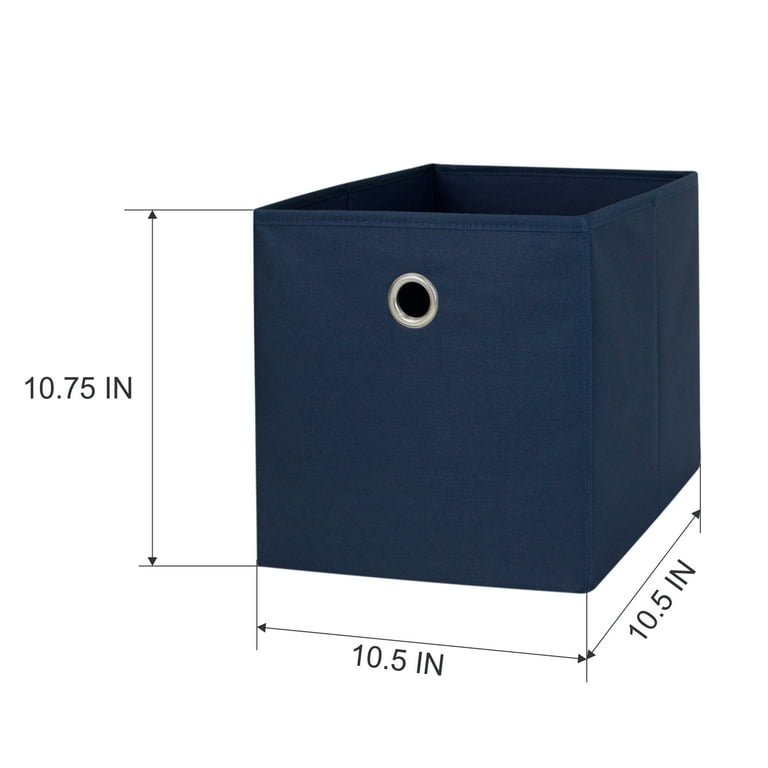 Mainstays Collapsible Fabric Cube Storage Bins 10.5 x 10.5 4 Pack Blue Cove Walmart