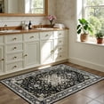 thumbnail image 4 of 2x3 Area Rugs Living Room Rug: Washable Vintage Boho Medallion Rug No Slip Stain Resistant Soft Carpet Indoor Large Carpets for Bedroom Dining Room Farmhouse Nursery Hallway Home Office Black Gold, 4 of 18