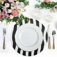 thumbnail image 4 of Ryvnso White with Black Line Stripe Round Plate Mats Dining Table Placemat Set of 4 for Holiday Decoration, 4 of 7