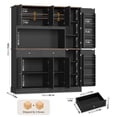 thumbnail image 5 of Homfa 72.8" Tall Kitchen Pantry Cabinet with LED & Charging Station, Modern Storage Cabinet with Drawers and Door Shelves, 8 Doors Freestanding Cupboard Buffet for Dining Room, Black, 5 of 9