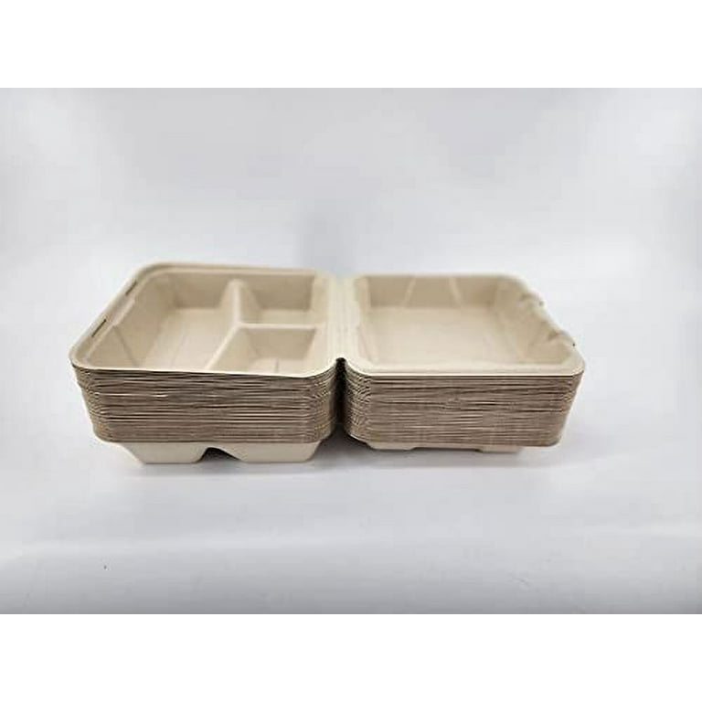  Vallo 100% Compostable Clamshell To Go Boxes For Food [8X8  3-Compartment 50-Pack] Disposable Take Out Containers, Made of  Biodegradable Sugar Cane, Eco-Friendly Bagasse, Heavy-Duty ToGo Containers:  Industrial & Scientific