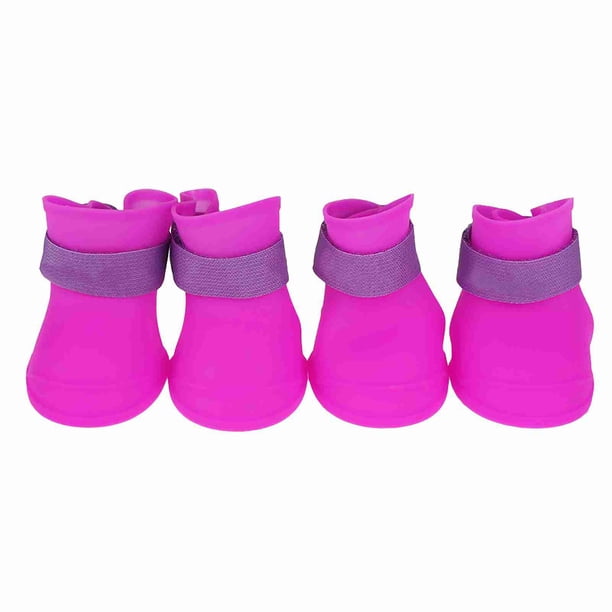 Botas Impermeables de Silicona Nikou 4 Piezas para Mascotas Antideslizantes L Morado
