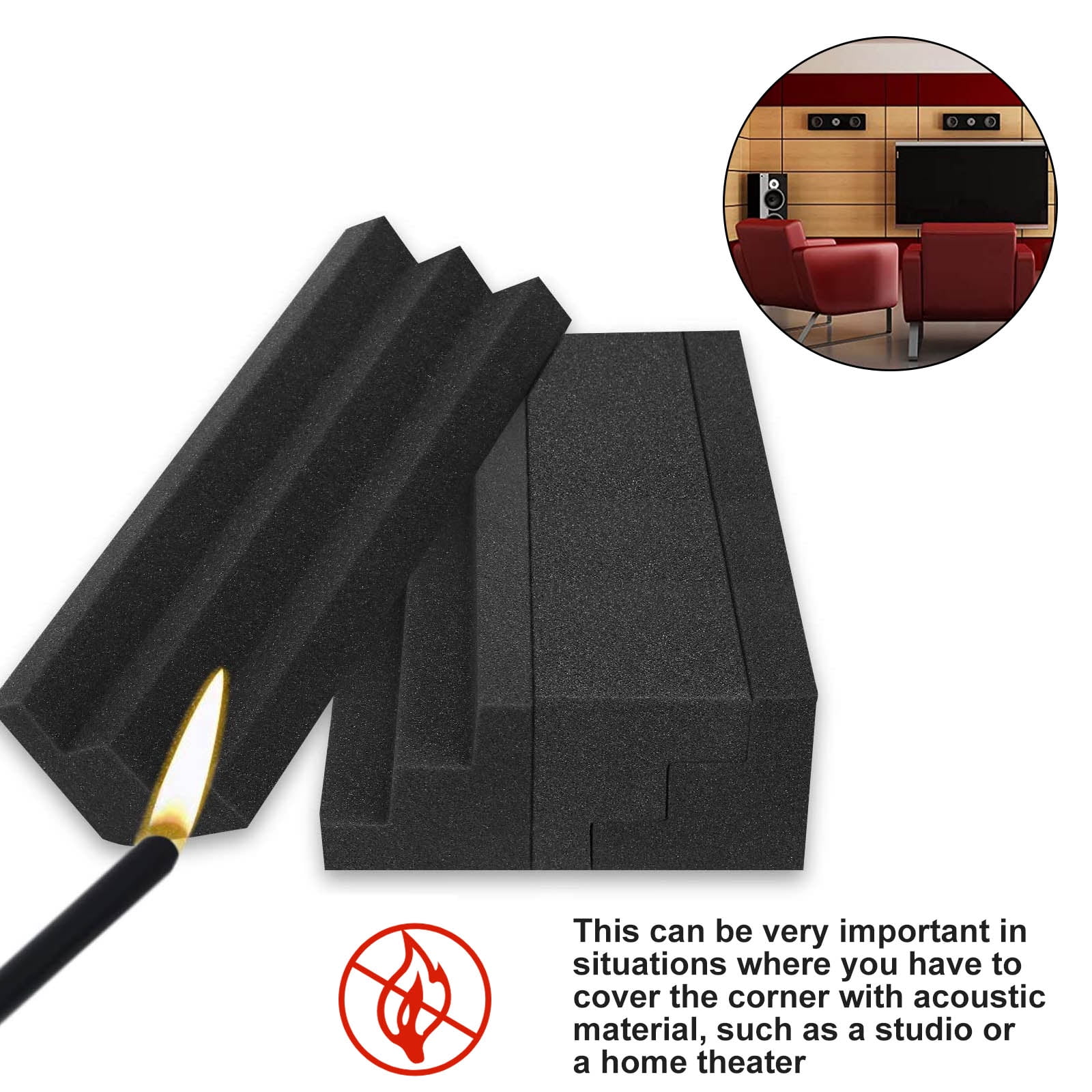 ULTNICE 5Pcs Black Soundproofing Panels for Corner Noise Reduction and Echo Control Acoustic Foams